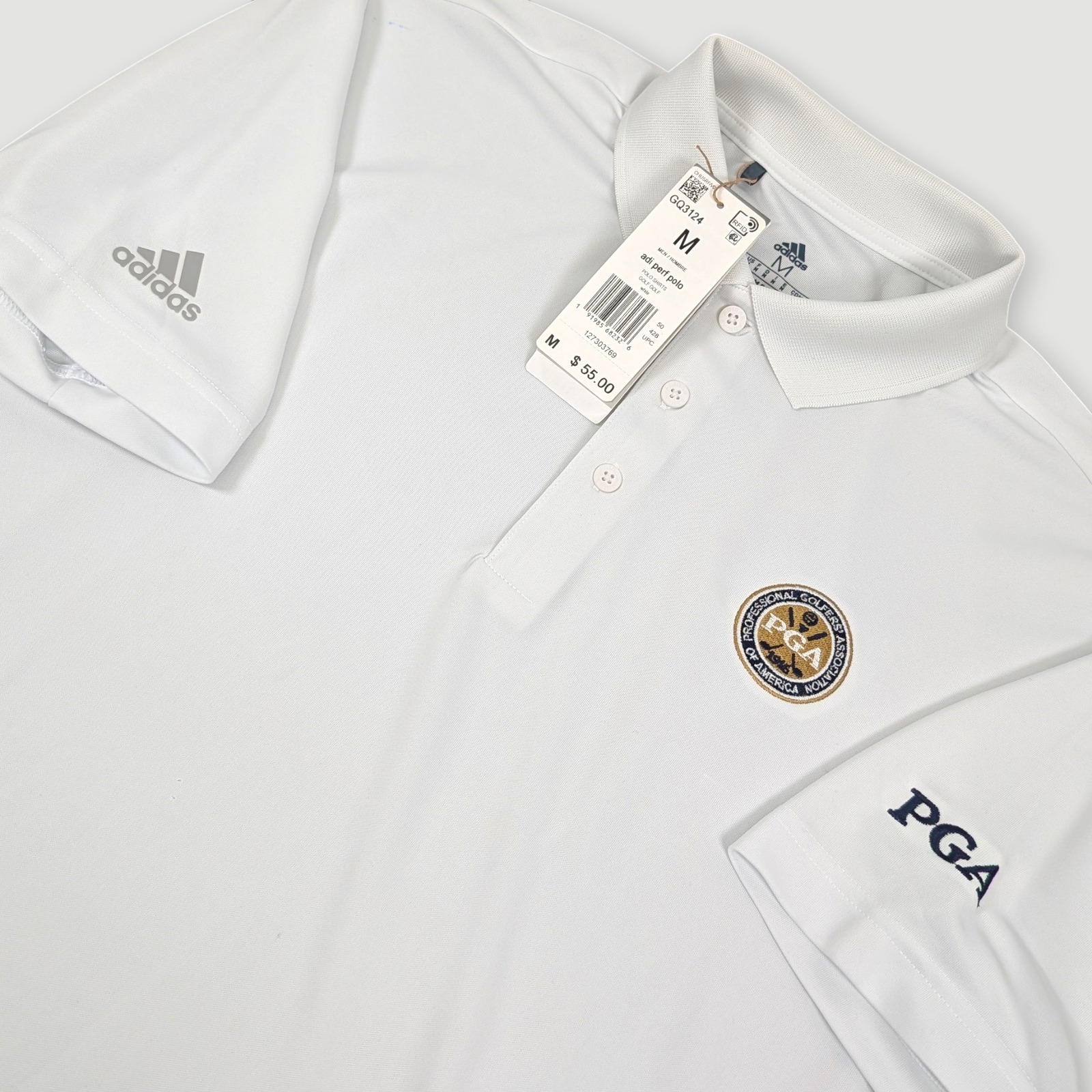 Adidas Primegreen Pga Golf Polo Shirt Men Medium White Performance